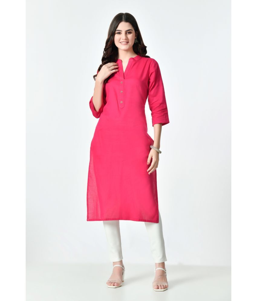     			MAURYA Cotton Blend Solid Straight Women's Kurti - Pink ( Pack of 1 )