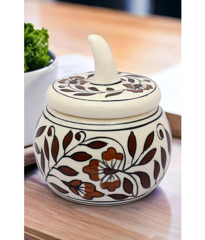     			Malaikah Brown Small Salt Jar Ceramic Brown Salt/Pepper Container ( Set of 1 )