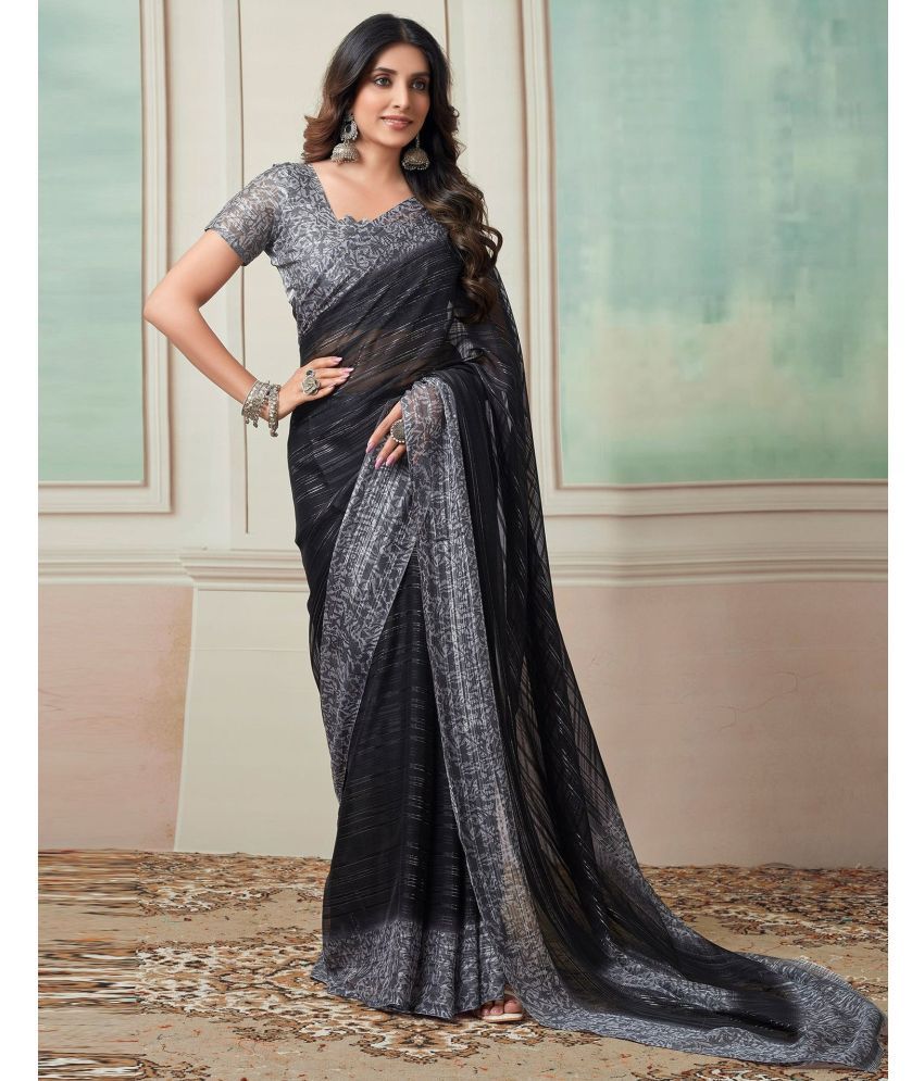     			Nandini Creation Georgette Dyed Saree With Blouse Piece - Black ( Pack of 1 )