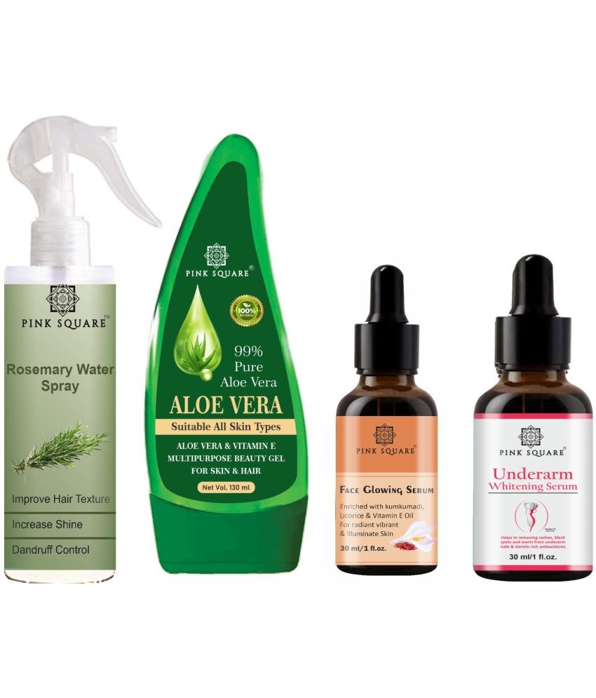     			Rosemary Water Hair Spray 100ml, Multipurpose Aloe vera Gel 130ml, Face Glowing Serum 30ml & Underarm Whitening Serum 30ml Combo 4