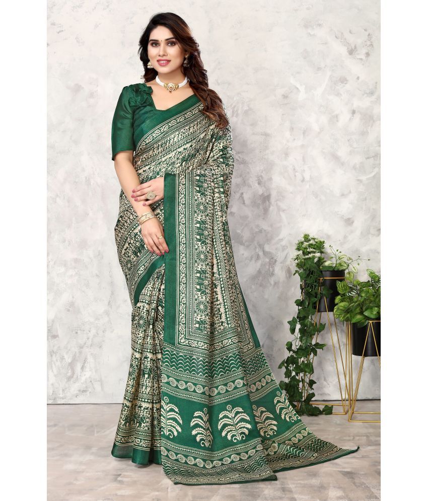     			Yashika Art Silk Printed Saree With Blouse Piece - GREEN ( Pack of 1 )