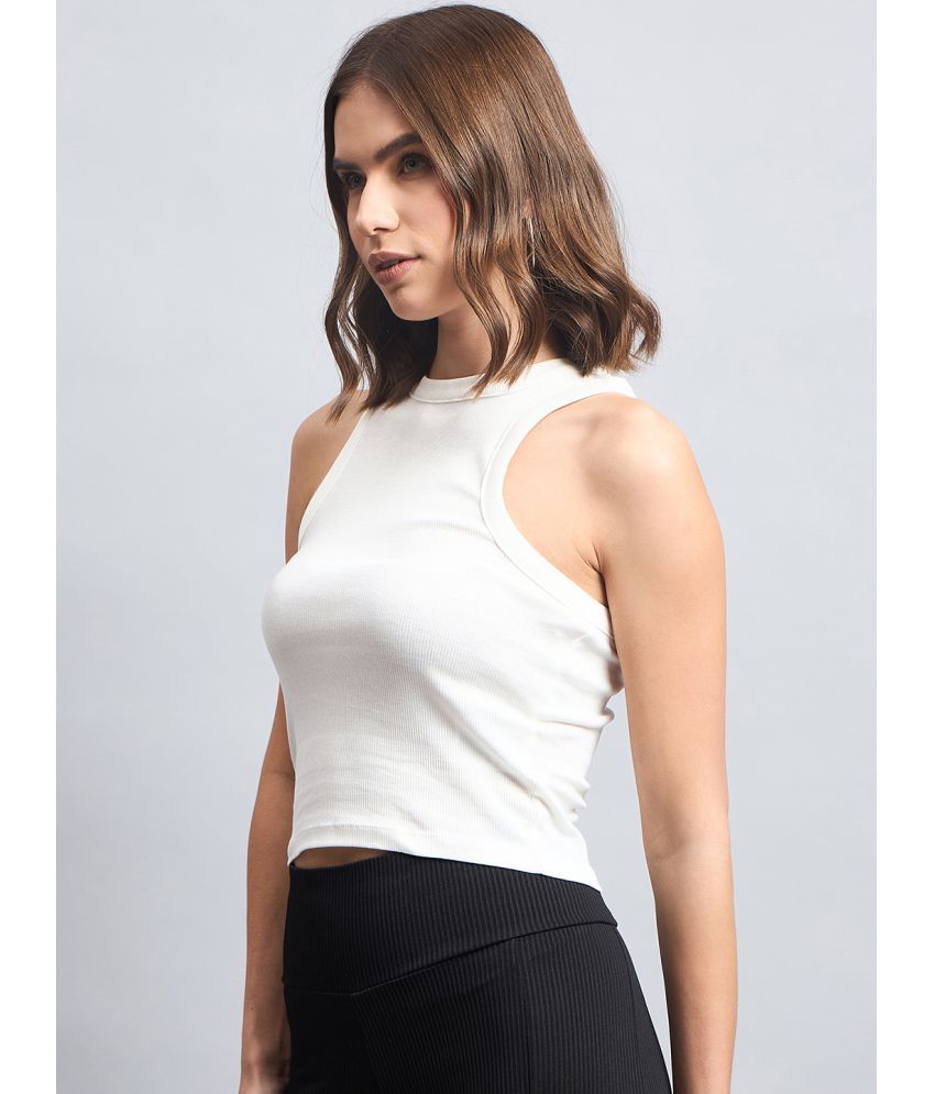     			98 Degree North Off White Cotton Women's Crop Top ( Pack of 1 )