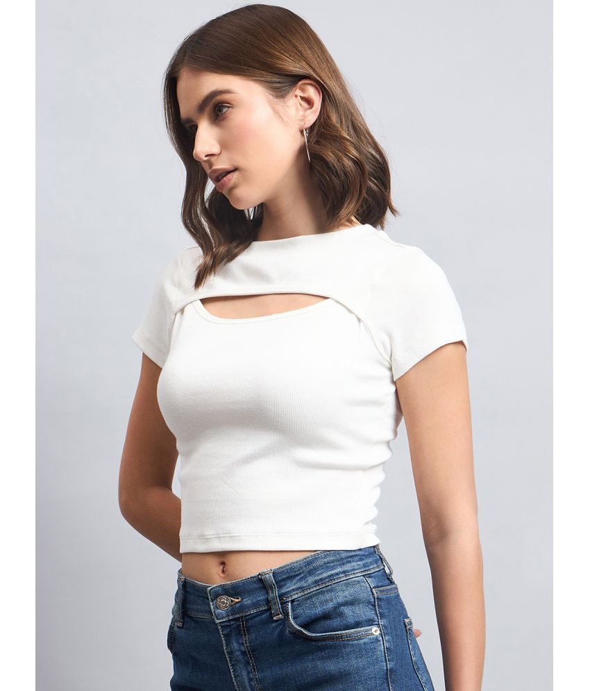     			98 Degree North Off White Cotton Women's Crop Top ( Pack of 1 )