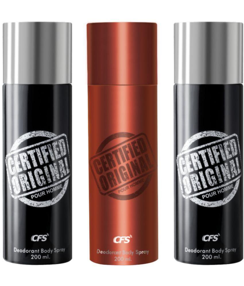     			CFS  Certified Black, Black & Brown Deodorant Spray for Unisex 600 ml ( Pack of 3 )