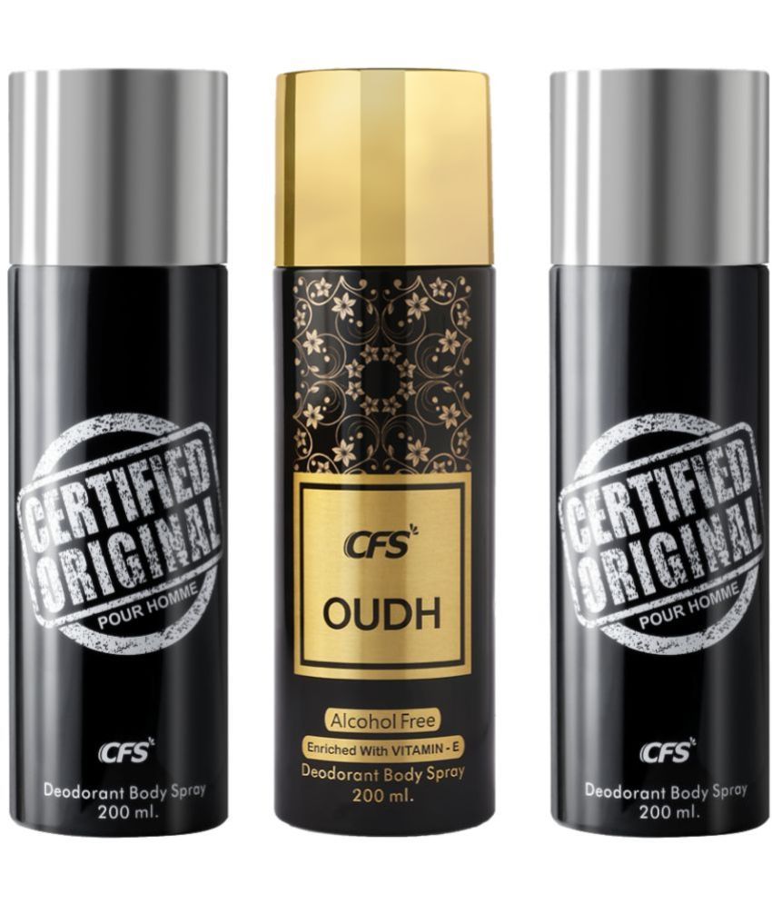     			CFS  Certified Black, Ctfd Black &Oudh Black Deodorant Spray for Unisex 600 ml ( Pack of 3 )