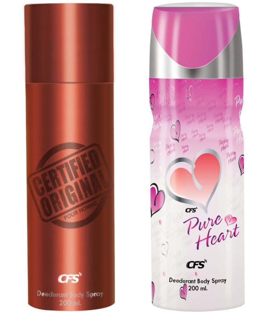     			CFS  Certified Brown & Pure Heart Pink  Body Spray for Unisex 400 ml ( Pack of 2 )