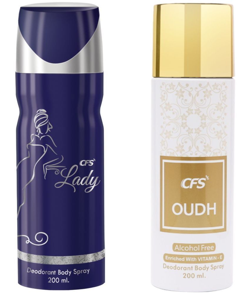     			CFS  Lady & Oudh White  Deodorant Spray for Unisex 400 ml ( Pack of 2 )