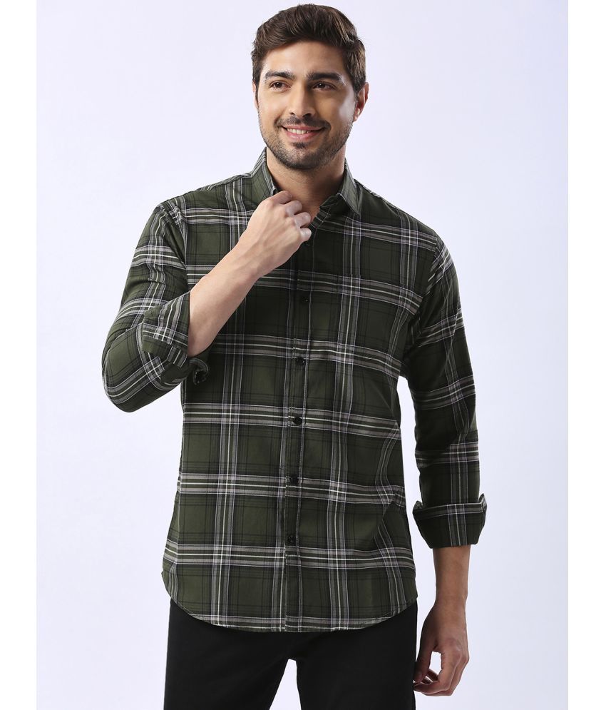     			HJ HASASI 100% Cotton Slim Fit Checks Full Sleeves Men's Casual Shirt - Green ( Pack of 1 )