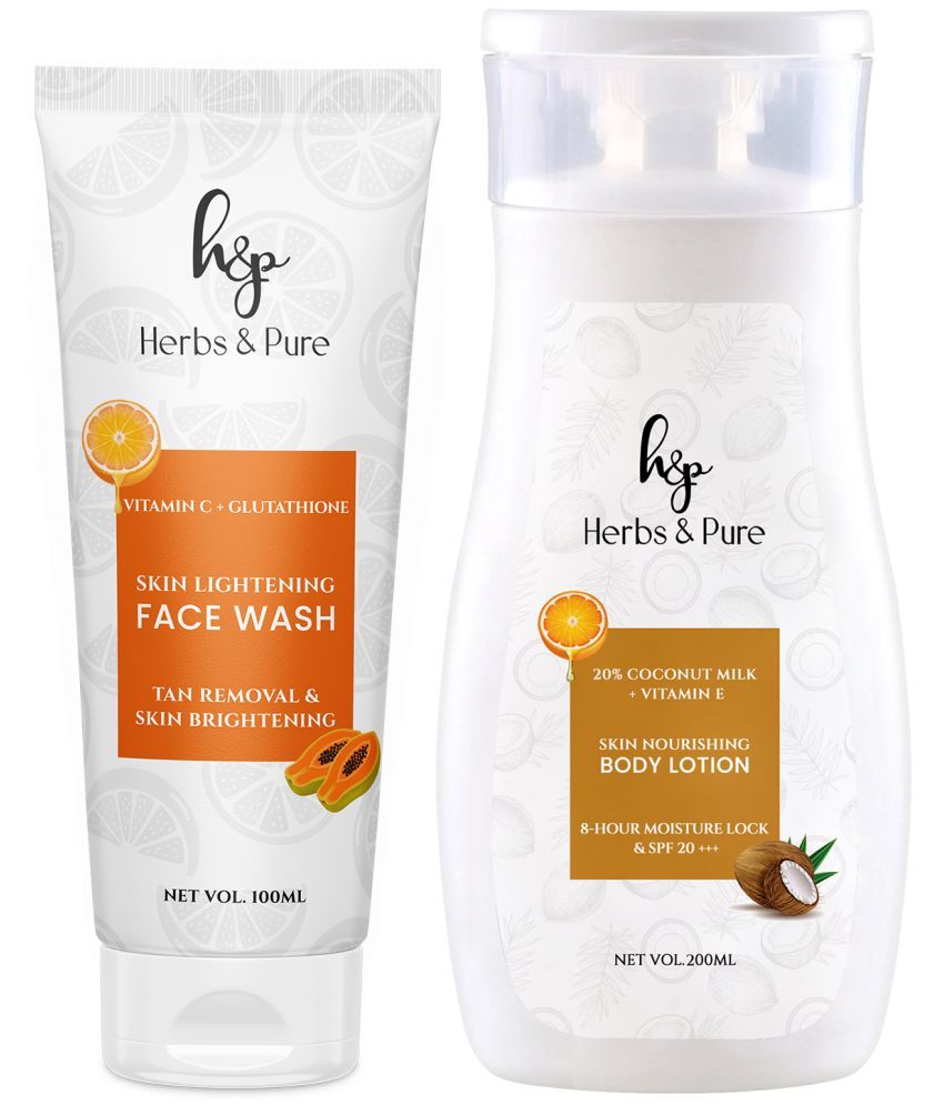     			Herbs and Pure Daily Skincare Combo - Skin Lightening Face Wash & Skin Nourishing Body Lotion(300ML)