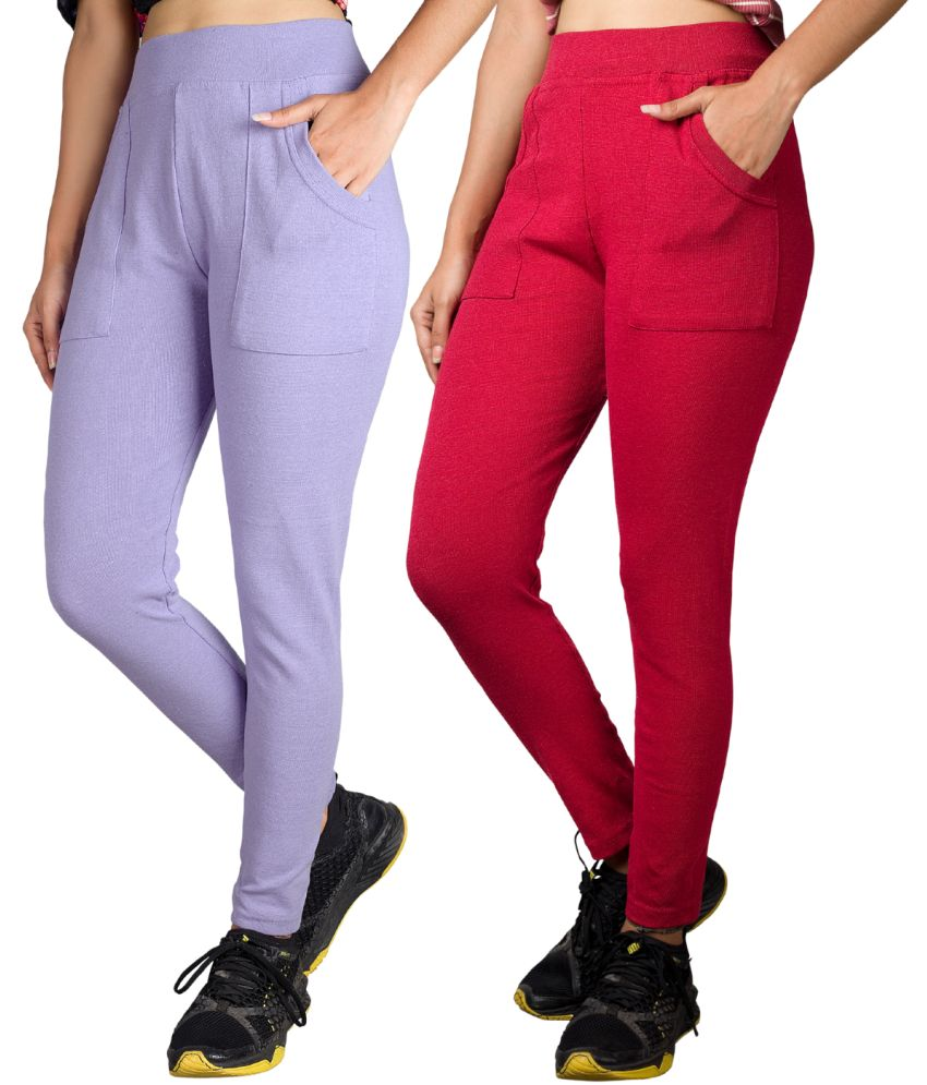     			KARARO JEGGINGS - Cotton Blend Skinny Fit Lavender Women's Jeggings ( Pack of 2 )