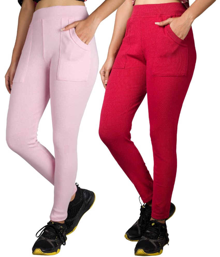     			KARARO JEGGINGS - Cotton Blend Skinny Fit Pink Women's Jeggings ( Pack of 2 )