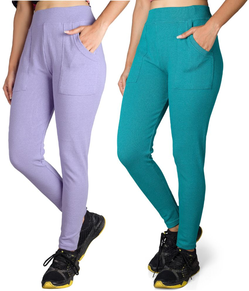     			KARARO JEGGINGS - Cotton Blend Skinny Fit Lavender Women's Jeggings ( Pack of 2 )