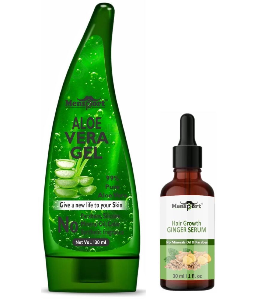     			Mensport Multipurpose Aloe Vera Gel 130ml & Hair Growth Ginger Serum 30ML - Combo of 2 Items