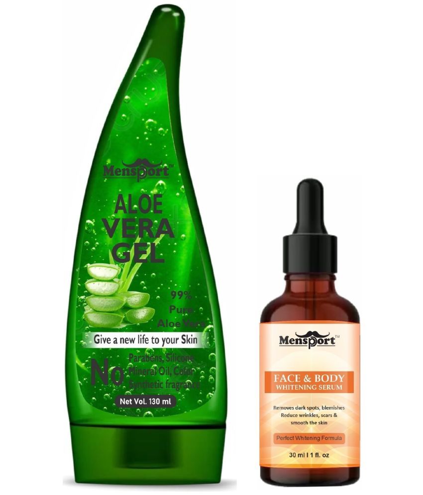     			Mensport Multipurpose Aloe Vera Gel 130ml & Face and Body Whitening Serum 30ML - Combo of 2 Items