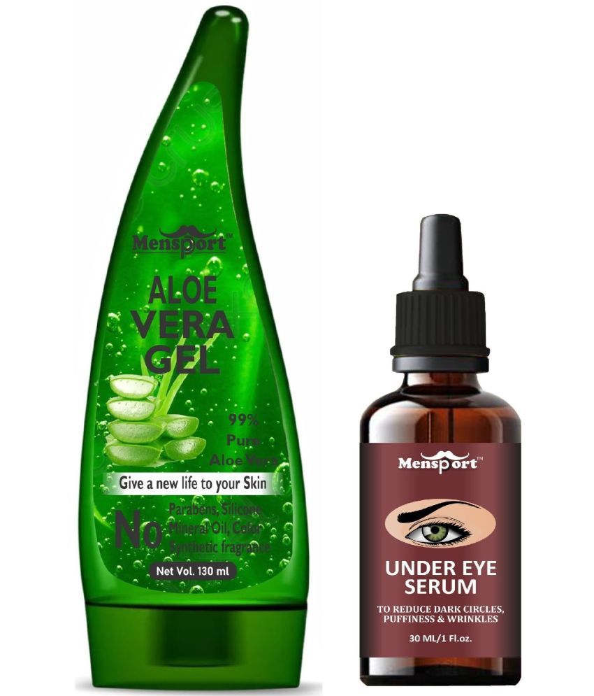     			Mensport Multipurpose Aloe Vera Gel 130ml & Under Eye Serum for Dark Circle 30ML - Combo of 2 Items