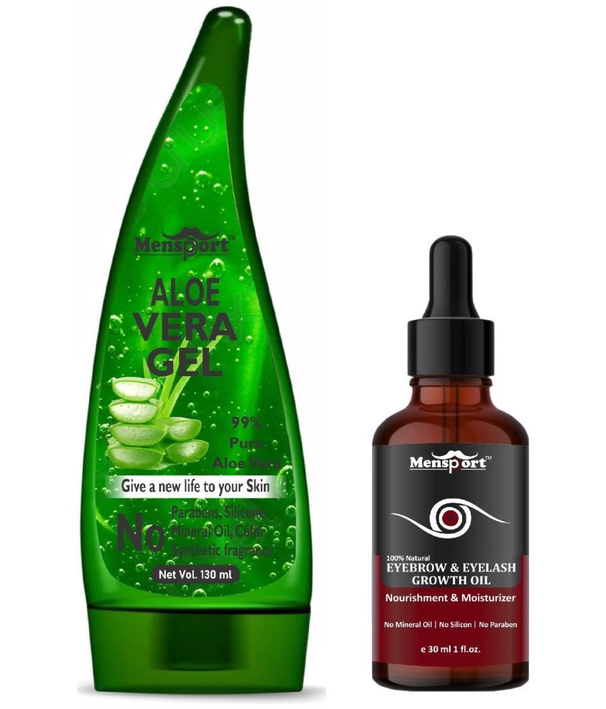     			Mensport Multipurpose Aloe Vera Gel 130ml & Eyebrow and Eyelash Growth Oil 30ML - Combo of 2 Items