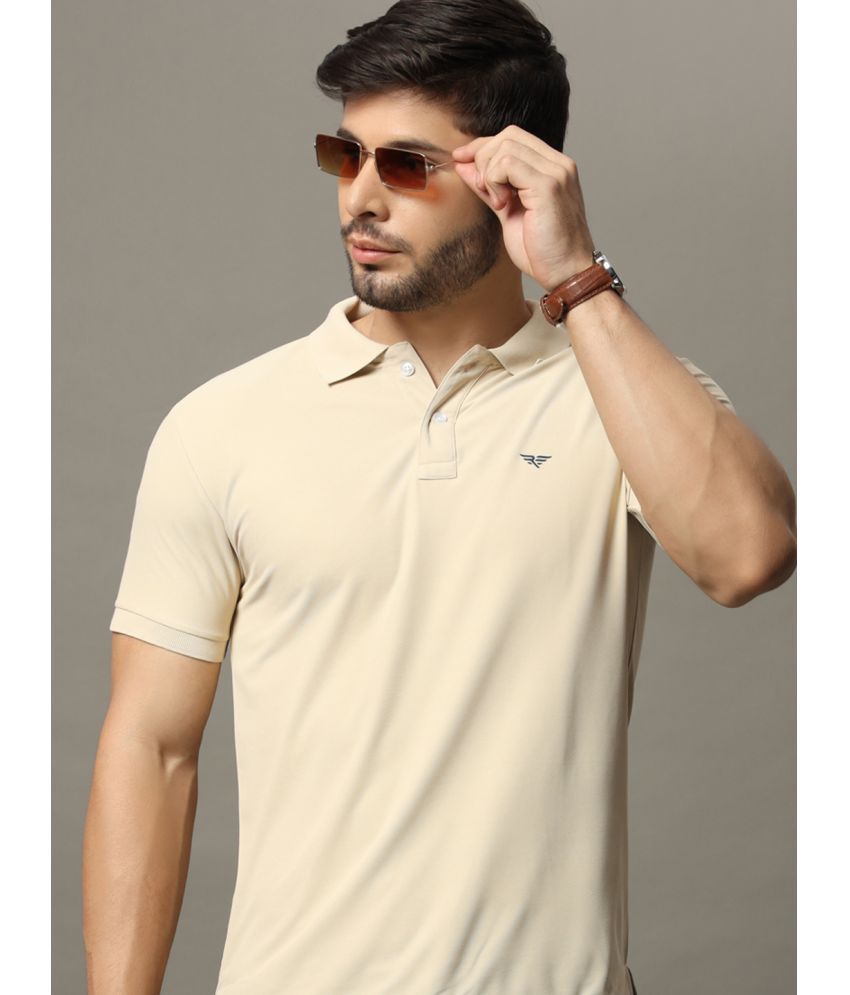     			Riss Cotton Blend Regular Fit Solid Half Sleeves Men's Polo T Shirt - Beige ( Pack of 1 )