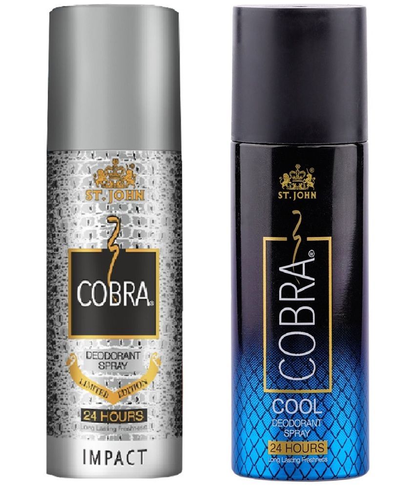     			ST.JOHN Cobra Cool & Impact Long lasting Deodorant Spray for Men 150ml- Pack of 2