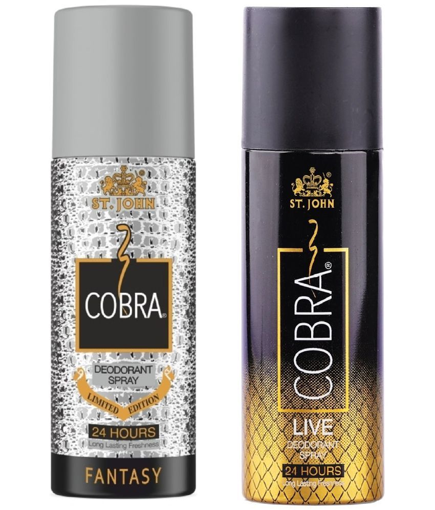     			ST.JOHN Cobra Fantasy & Live Long Lasting Deodorant Spray for Men 150ml- Pack of 2