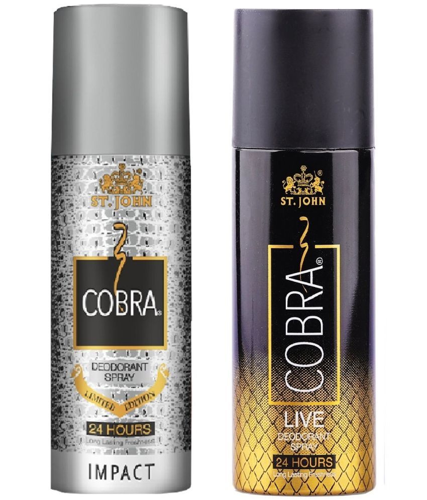     			ST.JOHN Cobra Impact & Live Long Lasting Deodorant Spray for Men 150ml Each (300ml) - Pack of 2