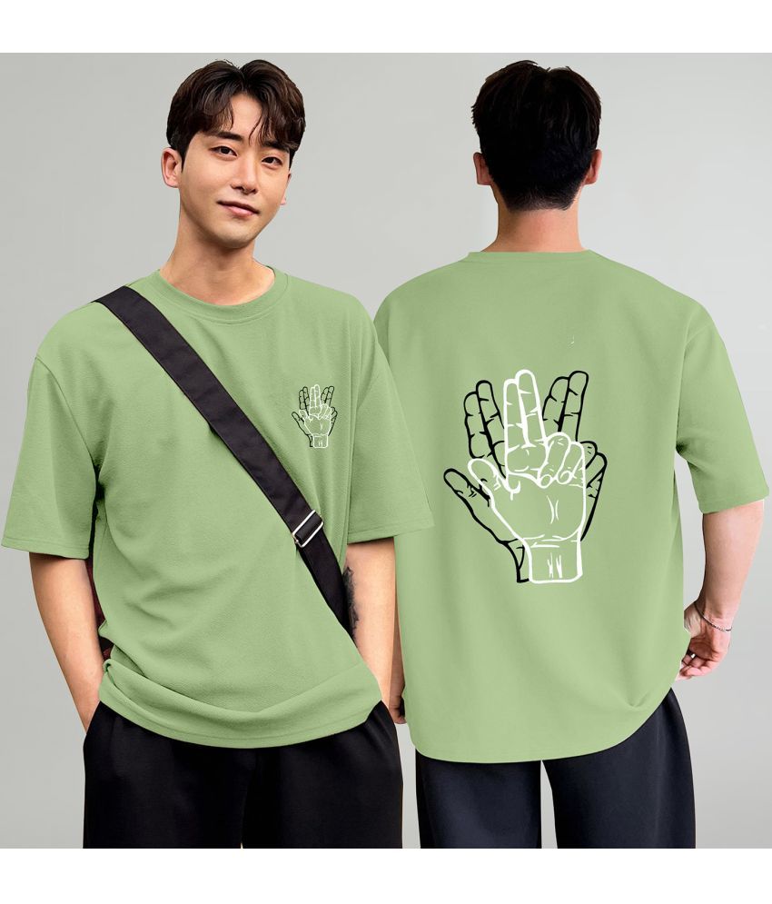     			happy khajana Polyester Oversized Fit Solid Half Sleeves Men's T-Shirt - Green ( Pack of 1 )