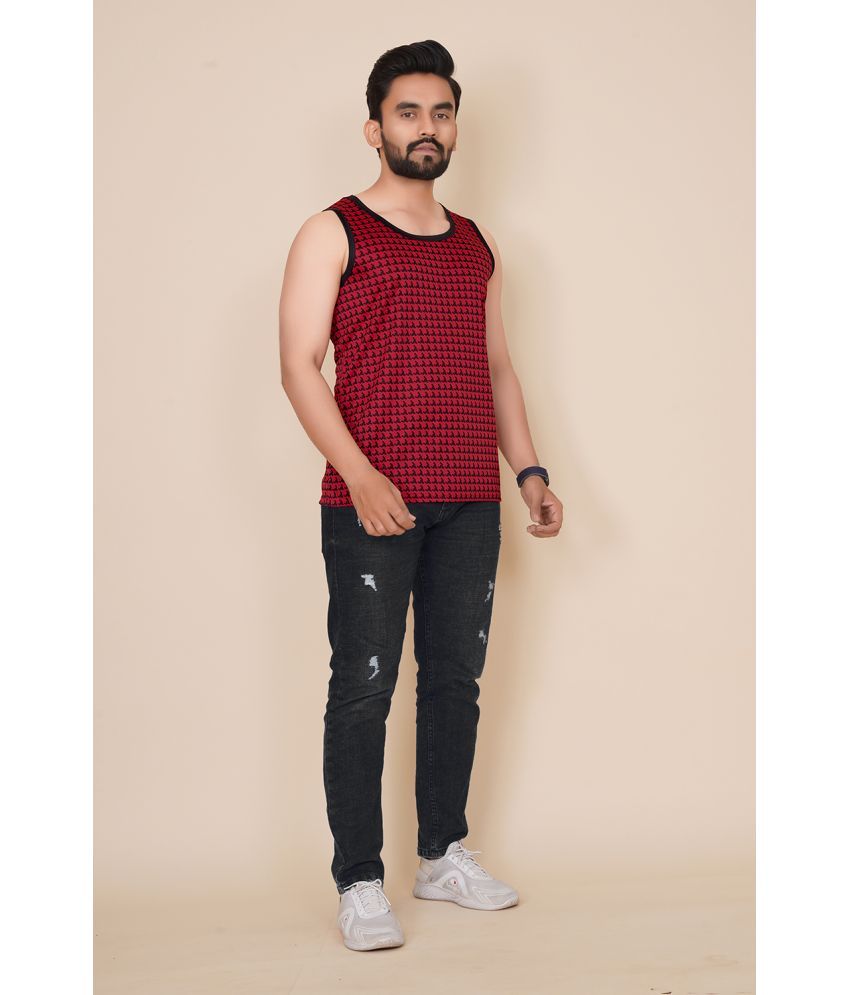     			happy khajana Polyester Regular Fit Solid Sleeveless Men's T-Shirt - Red ( Pack of 1 )