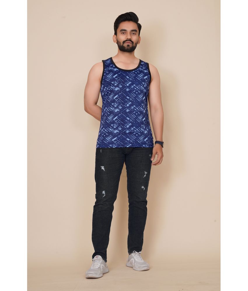     			happy khajana Polyester Regular Fit Solid Sleeveless Men's T-Shirt - Blue ( Pack of 1 )