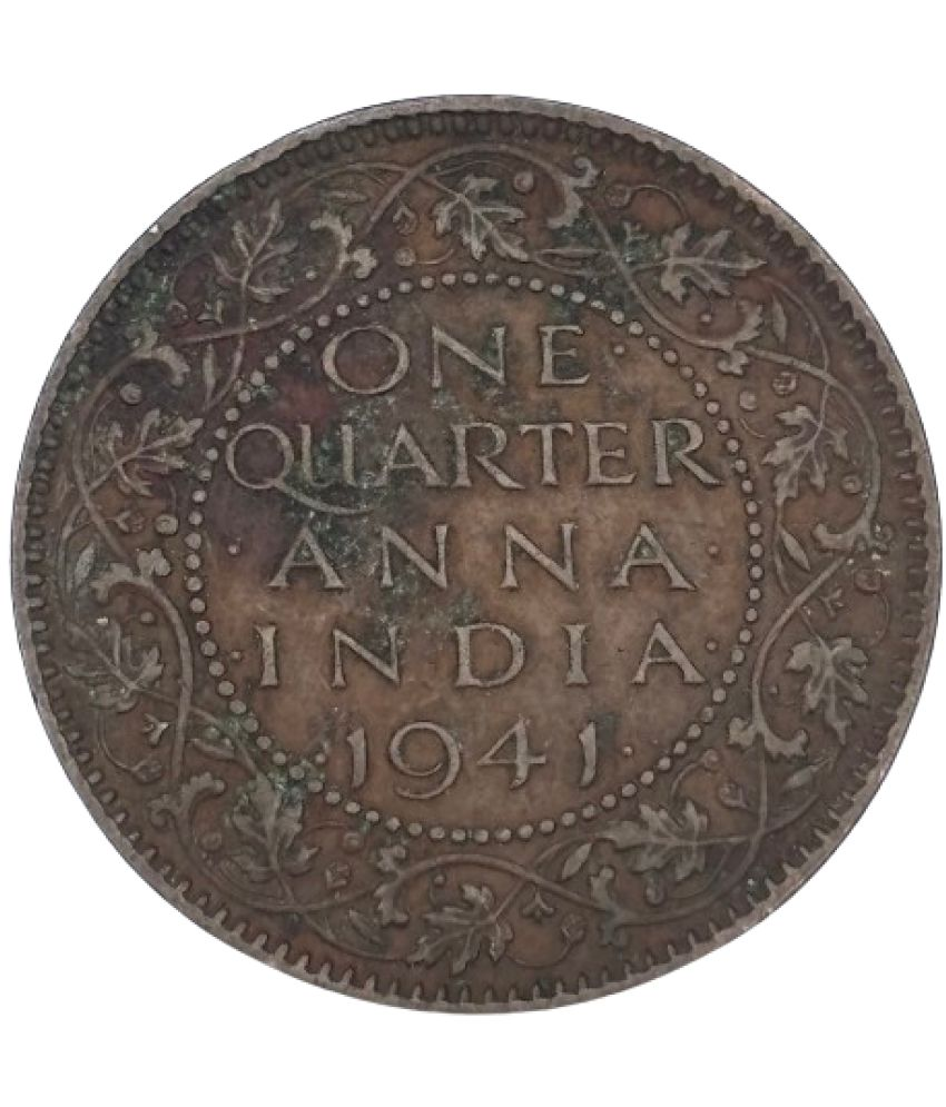     			1941 ONE QUARTER ANNA INDIA VERY UNIQUE AND RARE TO FIND COIN IN AMAZING CONDITION