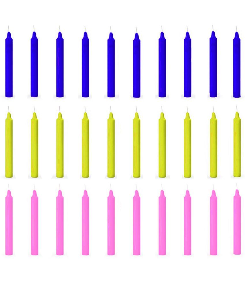     			ASIDEA Multicolour Tapered Candle 10 cm ( Pack of 30 )