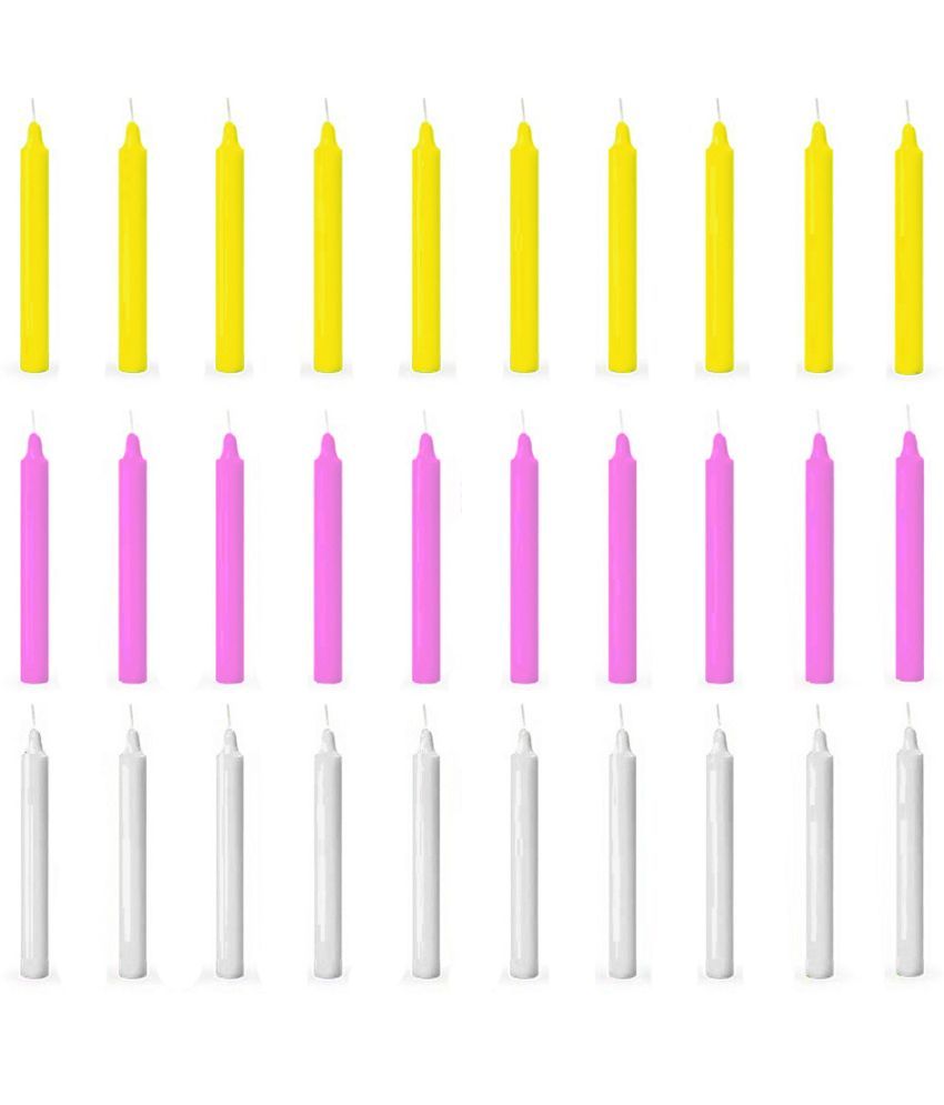     			ASIDEA Multicolour Tapered Candle 10 cm ( Pack of 30 )