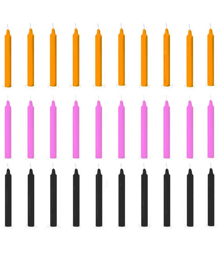     			ASIDEA Multicolour Tapered Candle 10 cm ( Pack of 30 )