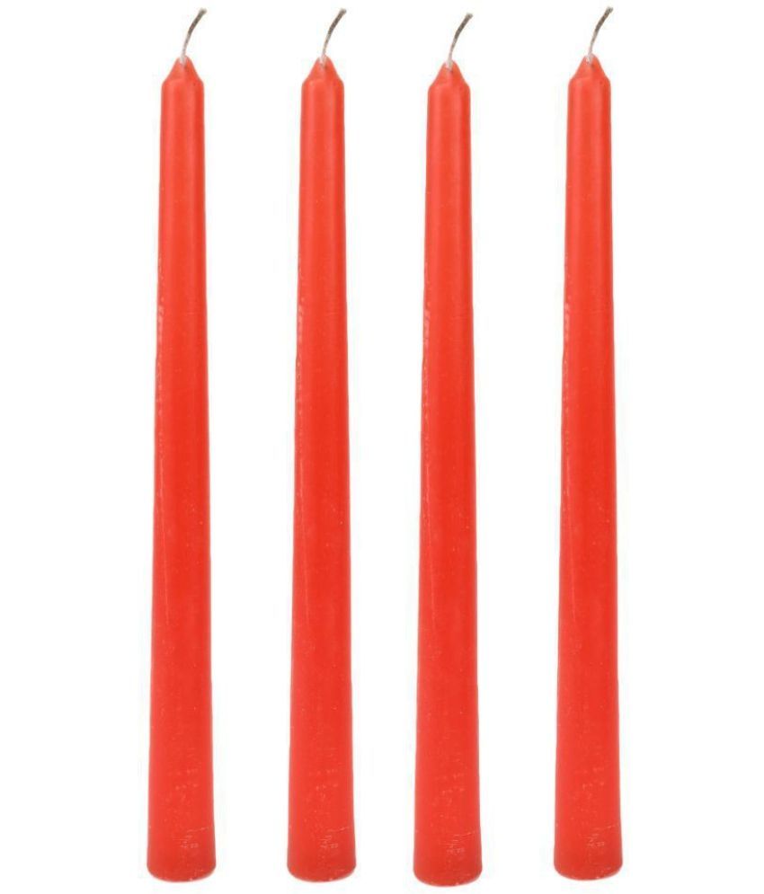     			ASIDEA Red Tapered Candle 25 cm ( Pack of 4 )