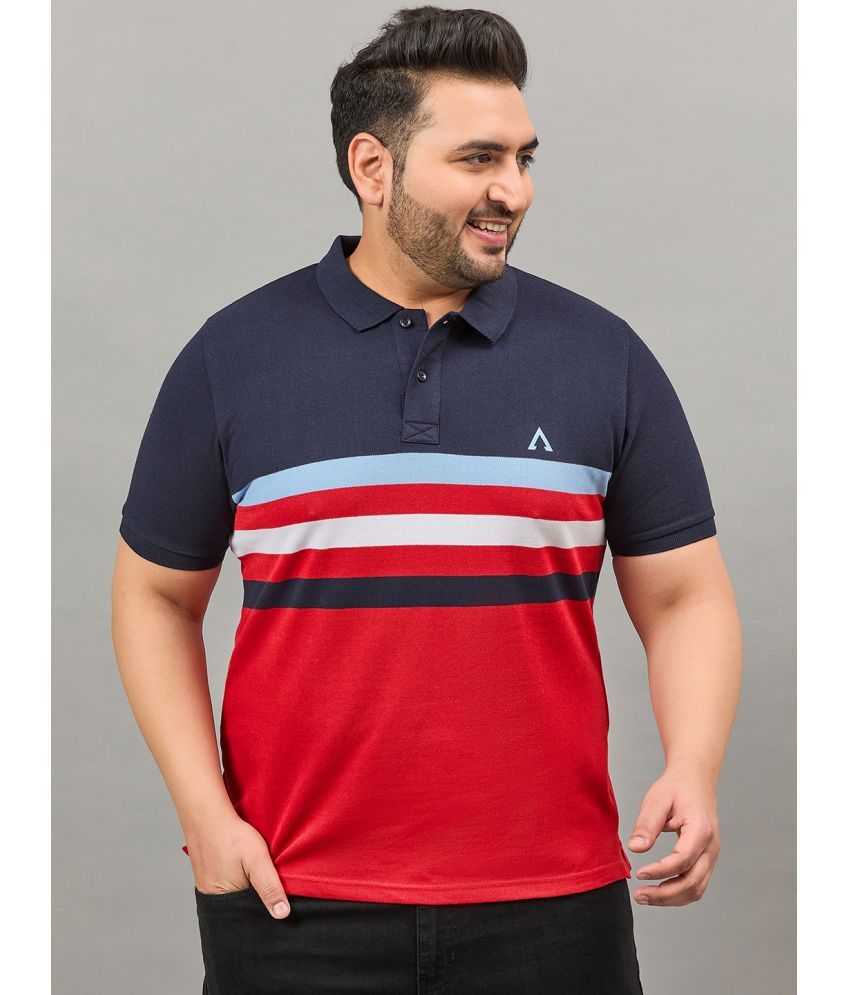     			AUSTIVO Cotton Blend Regular Fit Striped Half Sleeves Men's Polo T Shirt - Multicolor ( Pack of 1 )