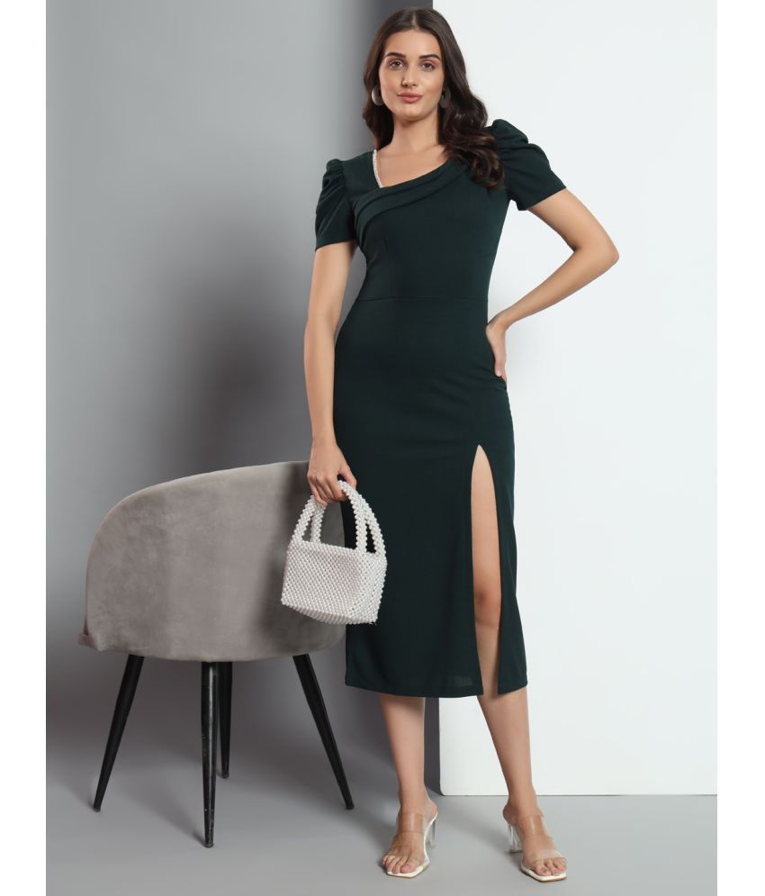     			Addyvero Polyester Solid Knee Length Women's Bodycon Dress - Green ( Pack of 1 )