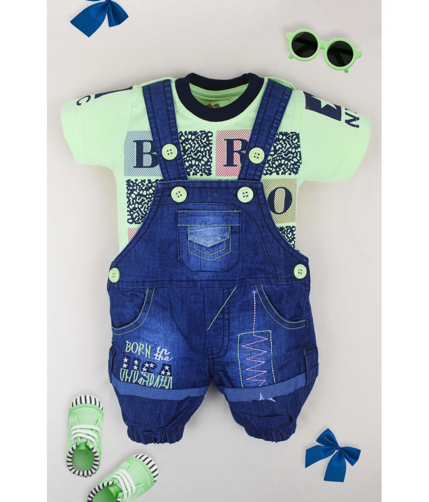     			BEING IBAN Green Cotton Unisex Dungaree Sets ( Pack of 1 )