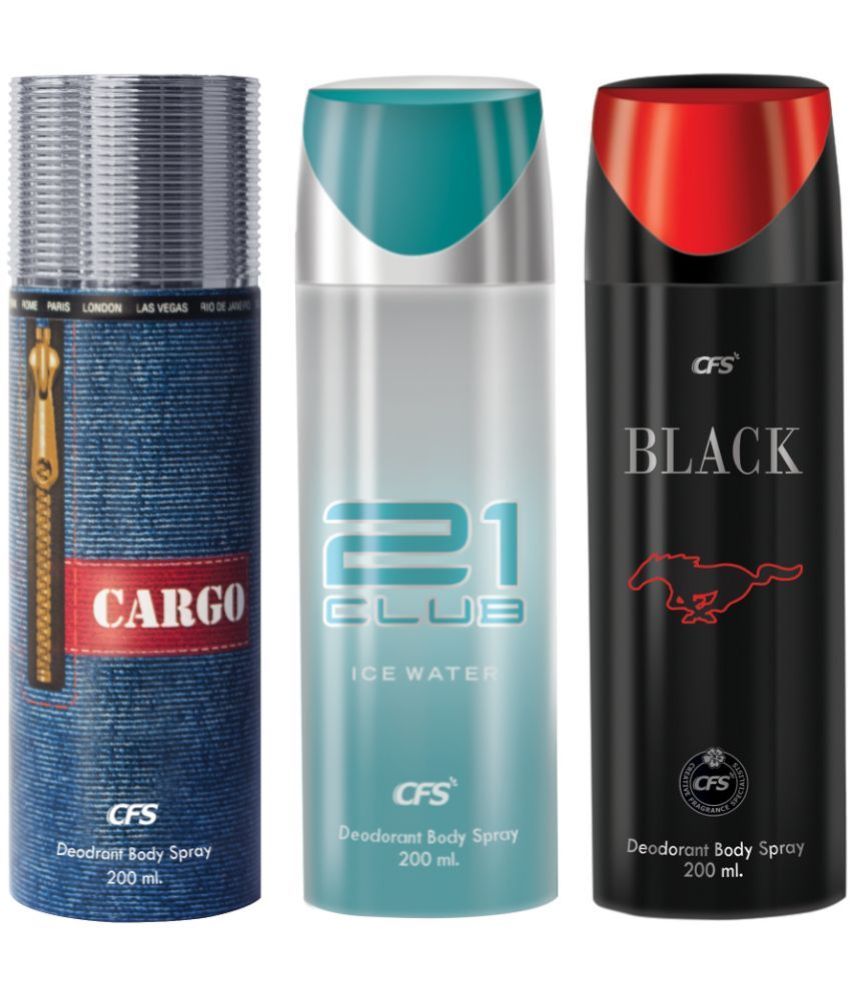     			CFS  Ice Water, Cargo Blue & Black Deodorant Spray for Unisex 600 ml ( Pack of 3 )