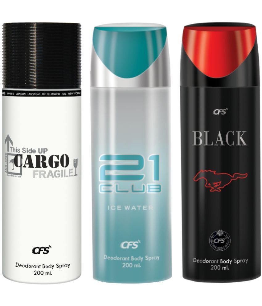     			CFS  Ice Water, Cargo Blue & Black Body Spray for Unisex 600 ml ( Pack of 3 )