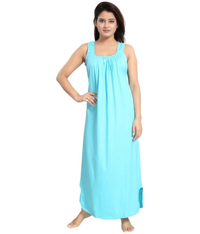     			Cinco Light Blue Cotton Blend Women's Nightwear Night Dress ( Pack of 1 )