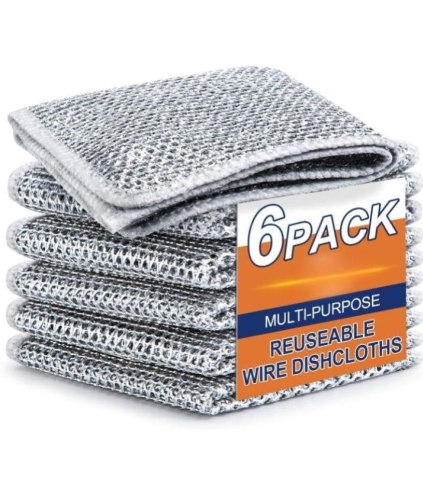     			Gatih Wire Dishwashing Dry Scrubber All Purpose Cleaner Block Dishwash Bar Non-Scratch Wire Dishcloth 30 g 6 no.s Pack of 6