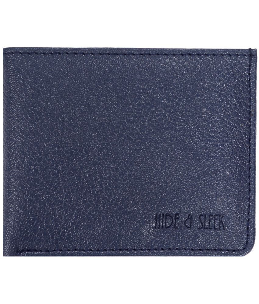     			Hide&Sleek Blue PU,Faux Leather Men's Regular Wallet ( Pack of 1 )