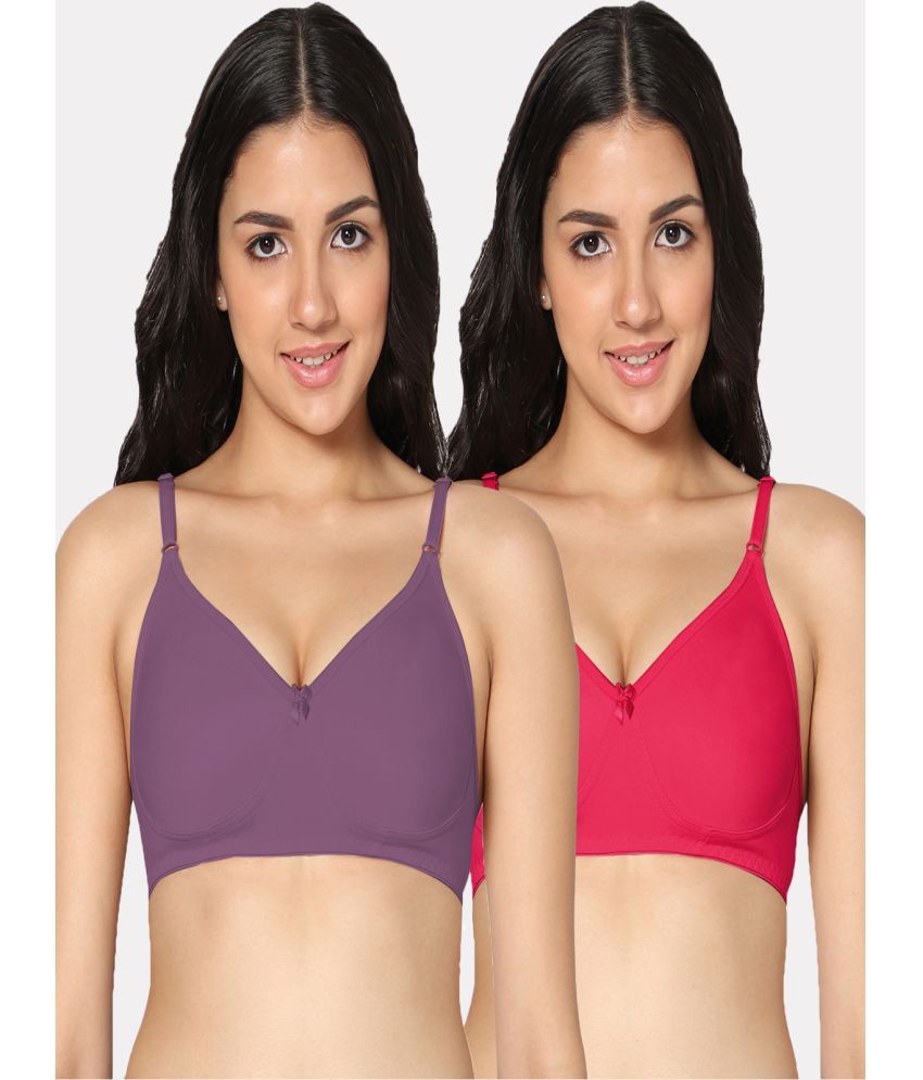     			IN CARE LINGERIE Multicolor Cotton Blend Non Padded Women's Everyday Bra ( Pack of 2 )