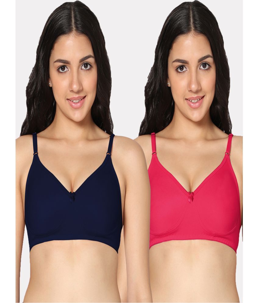     			IN CARE LINGERIE Pack of 2 Cotton Blend Non Padded Women's Everyday Bra ( Multicolor )