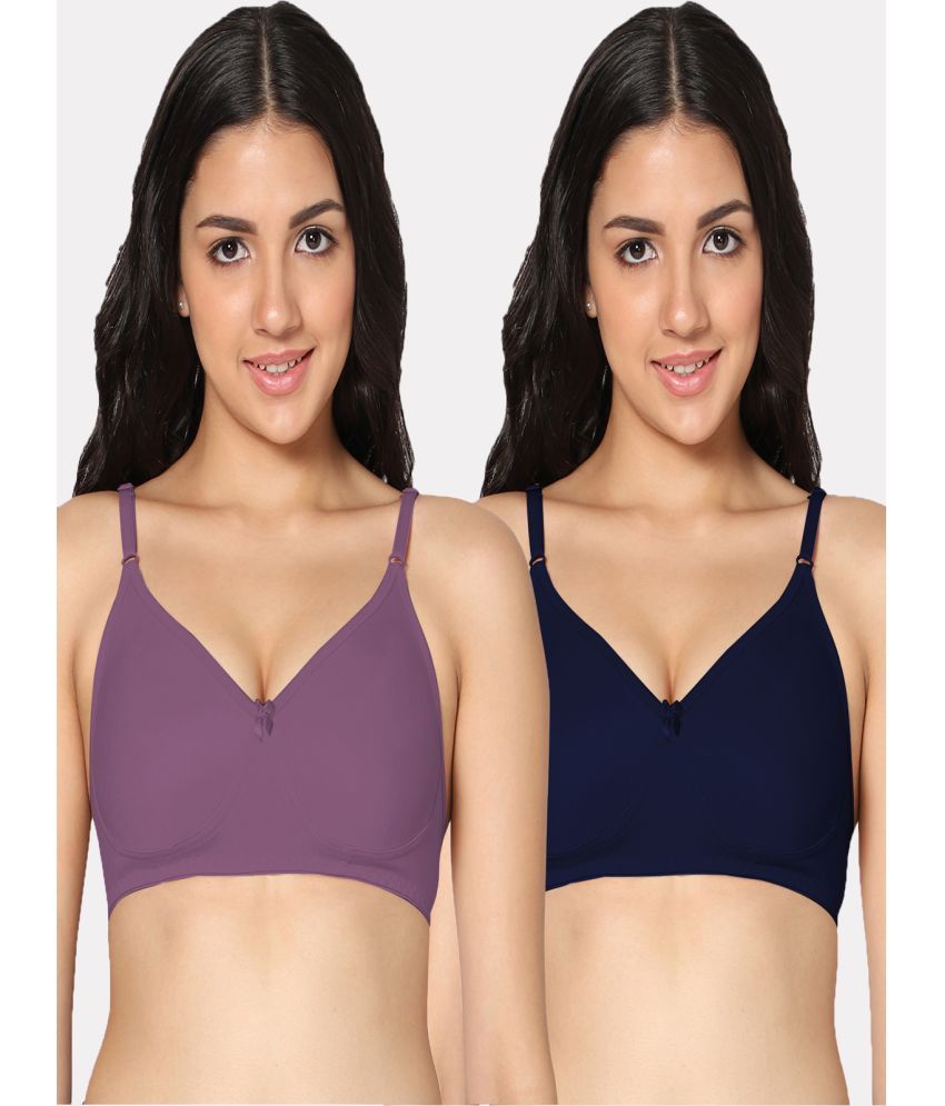     			IN CARE LINGERIE Pack of 2 Cotton Blend Non Padded Women's Everyday Bra ( Multicolor )