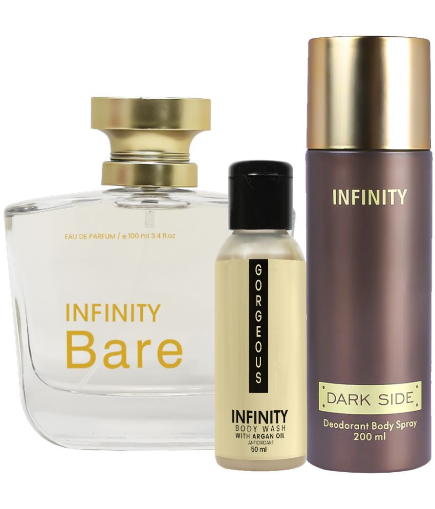     			Infinity Bare EDP Perfume 100ml, Dark Side Deo Body Spray 200ml, Gorgeous Body Wash 50ml