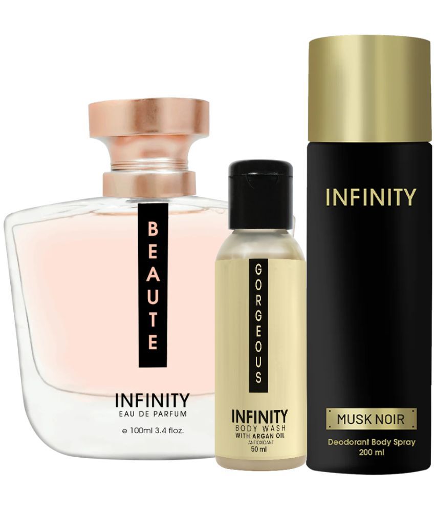     			Infinity Beaute EDP Perfume 100ml, Musk Noir Deo Body Spray 200ml, Gorgeous Body Wash 50ml