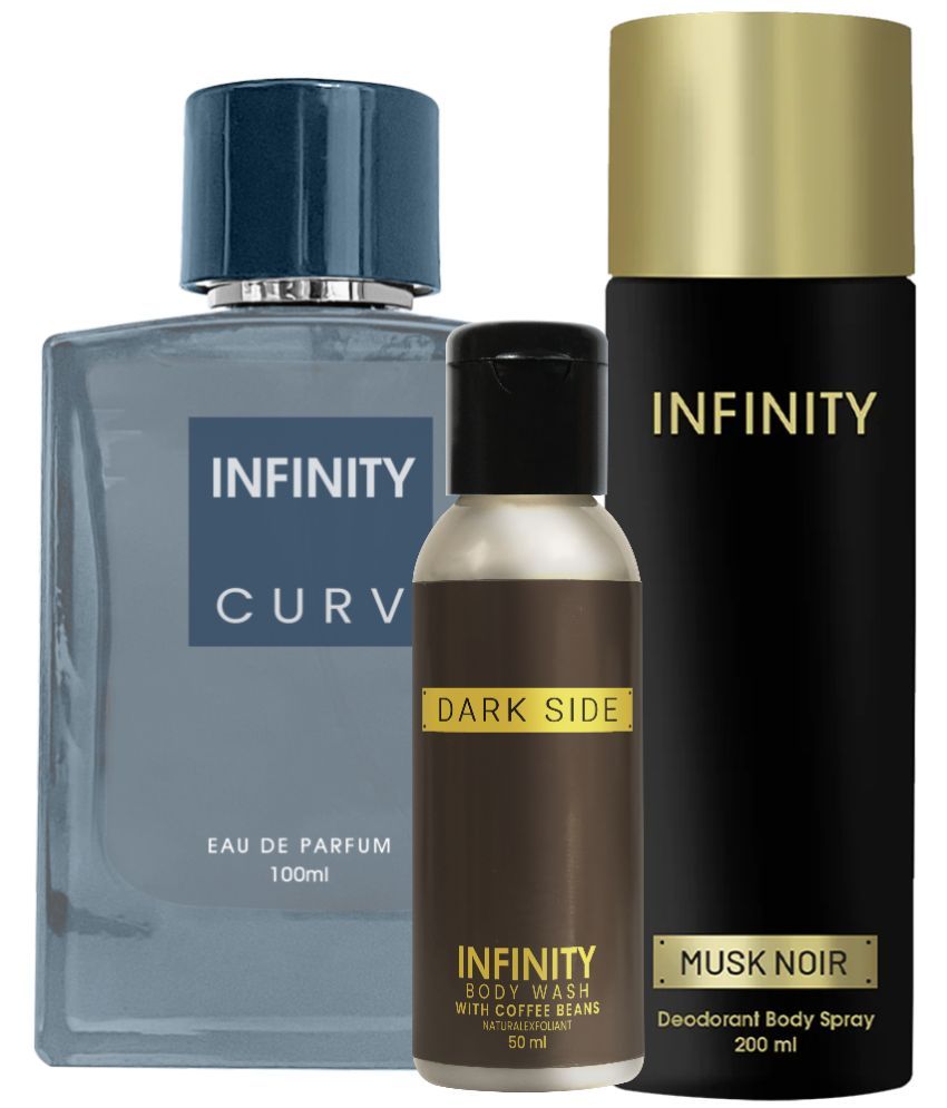     			Infinity Curv EDP Perfume 100ml, Musk Noir Deo Body Spray 200ml, Dark Side Body Wash 50ml