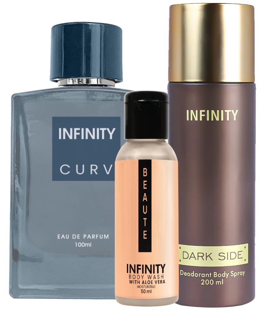     			Infinity Curv EDP Perfume 100ml, Dark Side Deo Body Spray 200ml, Beaute Body Wash 50ml