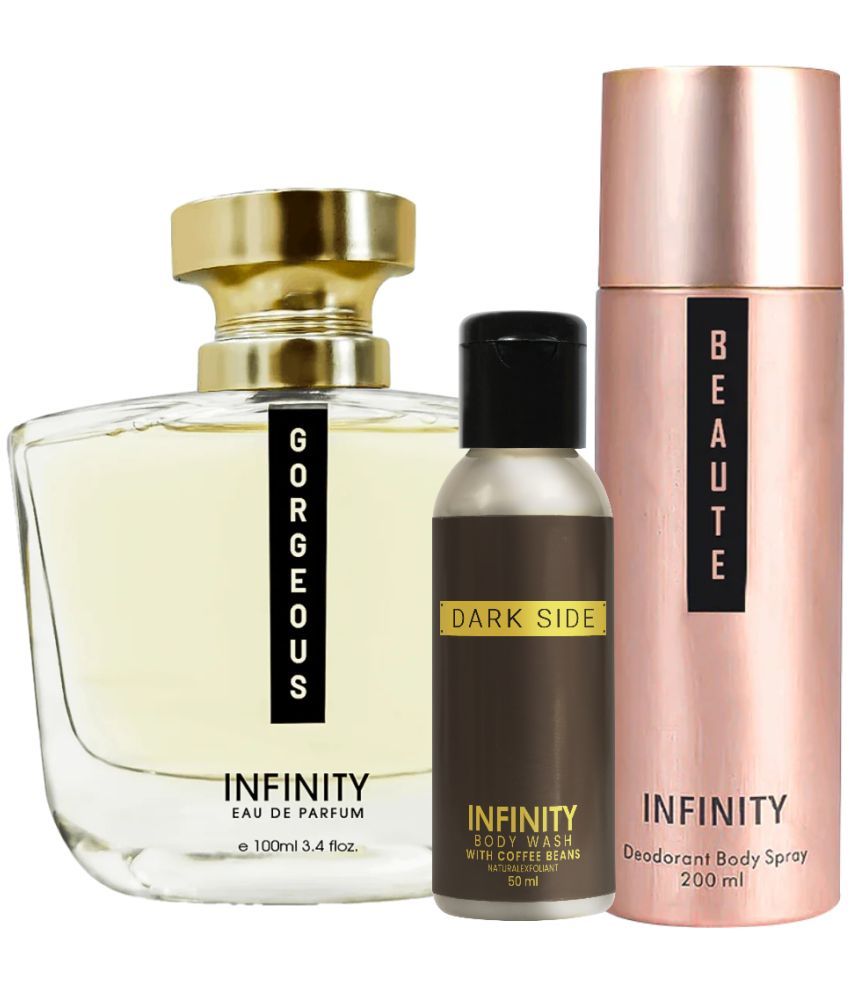     			Infinity Gorgeous EDP Perfume 100ml, Beaute Deo Body Spray 200ml, Dark Side Body Wash 50ml