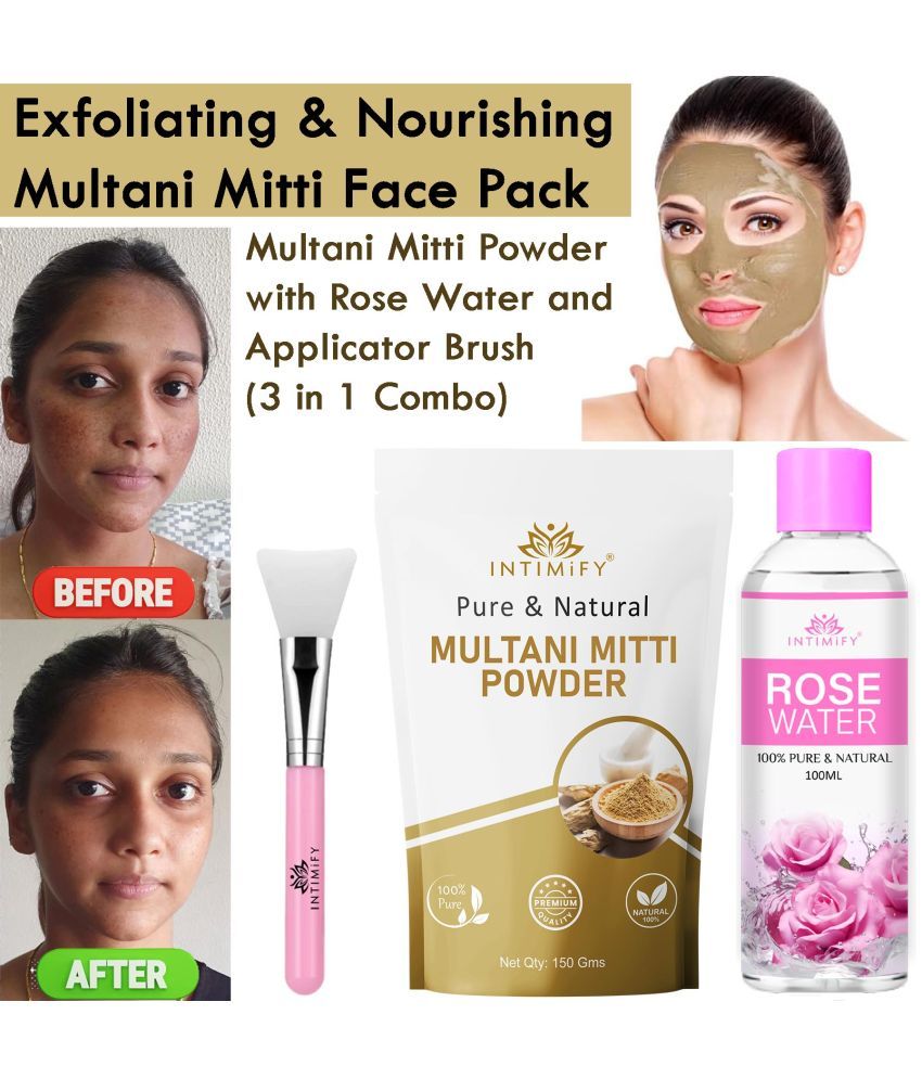     			Intimify Multani Mitti Powder, Face Pack With Rose Water And Applicator Brush, 150 Gms