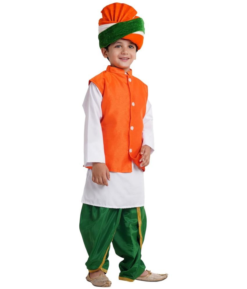     			Kaku Fancy Dresses Multicolor Dhoti Kurta & Safa For Kids, Kurta Jacket Set For Boys & Girls, Multicolor, 14-17 Years